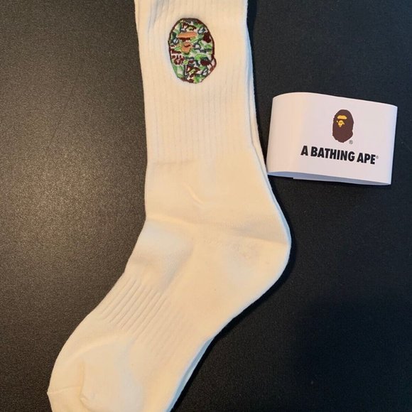 BAPE A Bathing Ape Crew Socks Big Ape Head Embroidered CAMO college Socks 100% - Picture 2 of 4